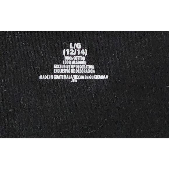 Black Red Gold Santa Print Believe Embroidered Top Large Lightweight Soft - Picture 5 of 5